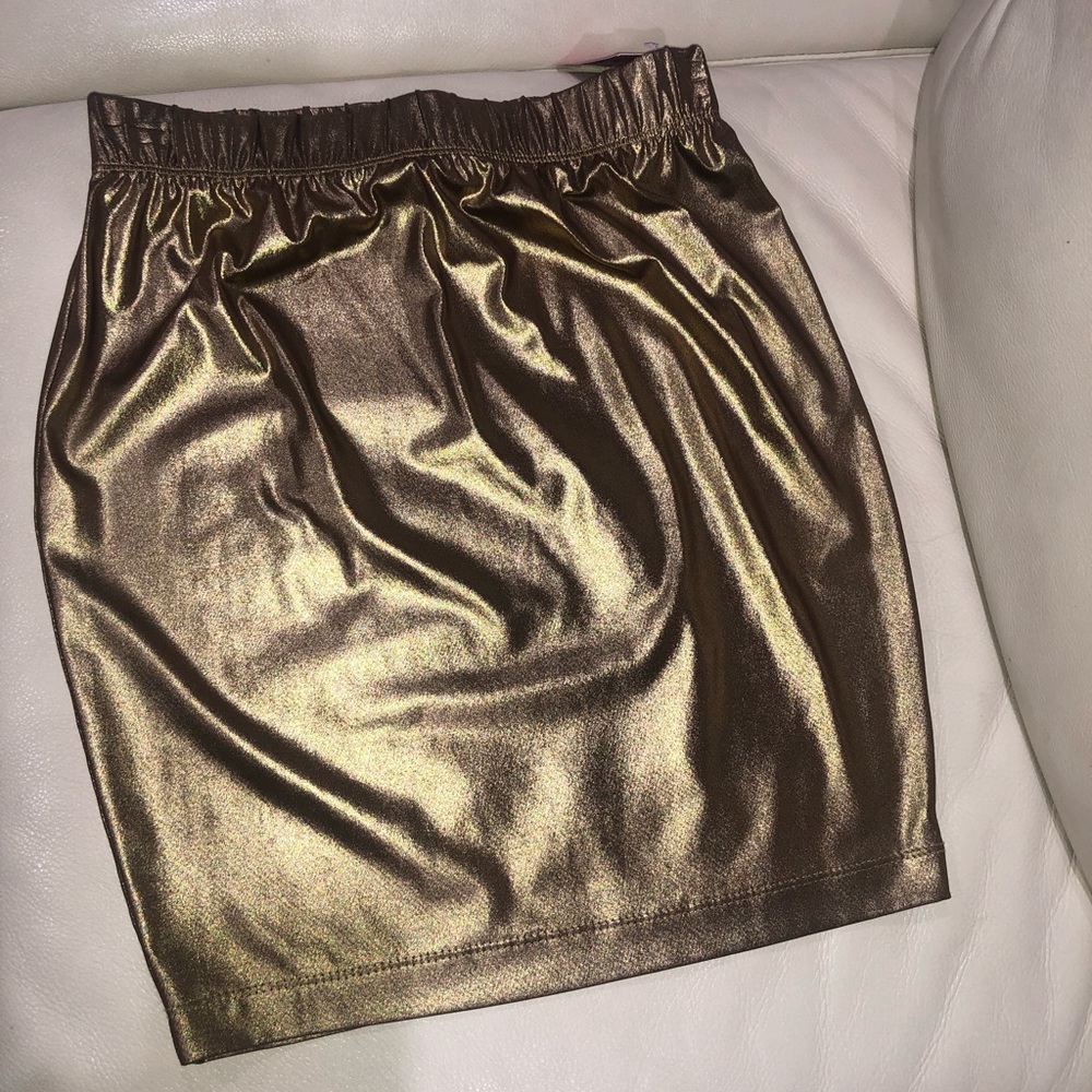 Gold liquid stretch skirt